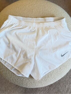 Nike White Women's Athletic Running Shorts with Swoosh